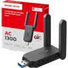 Mercusys TP-Link MA32H WiFi USB AC1300Mbps, Chiavetta WiFi per PC Fisso, 2 Antenne ad Alto Guadagno, Dual Band 5GHz/867Mbps + 2.4GHz/400Mbps, USB 3.0, MU-MIMO, WPA3, Supporta Windows 10/11, Plug&Play