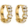 Purelei® Orecchini a cerchio in acciaio inossidabile placcato oro 18 carati / oro rosa o argento - 17 mm Ø - Scintillanti zirconi bianchi