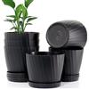 UOUZ Vasi per piante da 17,8 cm, confezione da 6 fioriere in plastica con fori di drenaggio e piattini, per piante e fiori da interni ed esterni, nero