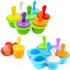 mizikuu Stampi per ghiaccio in silicone, 2 set di 7 stampi per gelato con bastoncini di plastica colorati, senza BPA, mini formine per gelato per bambini, per congelare frutta o yogurt, blu e verde