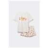Tezenis Pigiama Corto Cotone Bimba Con Stampa "good Vibes" Bambina Bianco