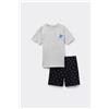 Tezenis Pigiama Corto In Cotone Bimbo Con Stampa Squali Bambino Grigio