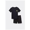 Tezenis Pigiama Corto In Cotone Bimbo Con Stampa Paperelle Bambino Nero