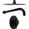 Parama Set doccia nero opaco - Miscelatore incasso Katharine con braccio e soffione slim 20 cm