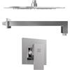 Parama Set doccia squadrato cromato - Miscelatore incasso monocomando con braccio e soffione 20x20 cm