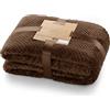 DecoKing- Coperta in microfibra, pile morbido, Tessuto, 70 x 150 cm, Marrone
