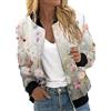 Generico Bomber Donna Estivo,Giacca Donna Primavera Elegante,Cerniera Lampo Manica Lunga Casual Leggera Stampa Floreale Giacca Corta Giacchetta Leggera Giacca Felpa