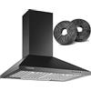 AMZCHEF Cappa Aspirante 60cm cappa a parete per ricircolo o espulsione aria cappa aspirante 370m³ / h 3 livelli di potenza illuminazione LED super silenziosa