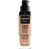 NYX Professional Makeup Fondotinta, Can't Stop Won't Stop Full Coverage Foundation, Lunga tenuta, Waterproof, Finish MatteTrue beige