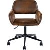 39F FURNITURE DREAM Sedia regolabile per la casa e l'ufficio - Upholstered in finta pelle scamosciata con retro curvo e classico Appeal, funzione girevole e regolabile, marrone, 61 x 56 x 76 - 86 cm