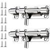 SMLOPLOM Chiavistello con Viti, 2 Pezzi Catenaccio Porta in Acciaio Inox 304, Adatto per Porte e Finestre, Argento