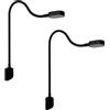 kalb Material für Möbel Kalb I Ilios LED lampada da comodino/lettura con USB-C, montaggio a parete e ad angolo, braccio flessibile, dimmerabile (Set di 2 nero)