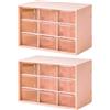 Pyuyan 2 scatole per bricolage con 9 cassetti, mini organizer per cassetti da scrivania, impilabile, per cosmetici, gioielli, cancelleria (rosa carne)