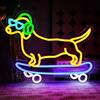 OYCGZV Skateboard per cani neon scudo Cool Dachshund Led Neon Scudo da parete carino Puppy Neon Sign per birra bar gioco zona soggiorno camera da letto club grotta uomo festa casa regalo