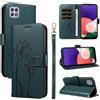 Bravoday Cover per Samsung Galaxy A22 5G, Custodia in PU Pelle Portafoglio Flip Schede con Slot per Carte, Magnetica Antiurto Cover per Galaxy A22 5G, Verde Scuro