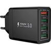 sccvee Caricatore USB, 33W stazione di ricarica multi QC 3.0 alimentatore USB a 4 porte compatibile con iPhone 12/13/14/15/16/Samsung S24/S23/S22/S21/Huawei (nero)