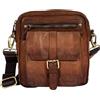 AVIREX, Collezione Bell, Borsello a Tracolla in Pelle da Uomo - Stile Vintage, Vera Pelle Tamponata a Mano, Tasche con Zip e Bottone Calamitato - Tracolla Regolabile e Removibile (Vintage Brown)