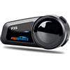 FODSPORTS FX6 Interfono Moto Bluetooth Casco Audio Stereo Hi-Fi CVC Riduzione Rumore Auricolare Per 6 Motociclisti Simultaneo Entro 1000m Mani Libere GPS FM