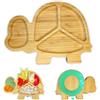 AWIIK - Piatto in bambù con forte ventosa per neonati e bambini. Piatto BLW in bambù antiscivolo con aspirazione, piatto per bambini anti-ribaltamento per imparare a mangiare BLW (Turtle_Green)