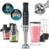 Cecotec Frullatore a immersione Katana TotalDestroy 1500XL DoubleKatana, 1500 W, sistema a doppio coltello, 21 velocità e turbo, 4 fogli con titanio nero, campana antisalpaduras, nave da 800 ml.