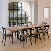 DEGHI Tavolo allungabile 180-280x90 cm piano in legno di acacia 26 mm e gambe a U 8x4 in metallo nero - Freia Stone