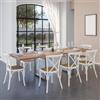 DEGHI Tavolo allungabile 180-280x90 cm piano in legno di acacia 26 mm e gambe a U 5x5 in metallo cromo - Freia Stone