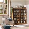 DEGHI Libreria 80x150h cm in legno impiallacciato in abete e metallo con 2 cassetti e anta scorrevole in vetro - Zelanda