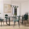 DEGHI Tavolo da pranzo 200x100 cm top grigio effetto pietra 38 mm e gambe a U 5x5 in metallo nero - Upton