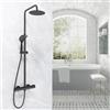 OCEAN ITALY S.R.L. Colonna Doccia, OCEAN ITALY, Doccia Rubinetteria con Miscelatore Termostatico, Asta Regolabile73-117cm, Soffione Doccia Tondo Acciaio Inox da 20cm con Rubinetto 40mm per Box Doccia, Nero