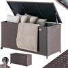 BAKAJI Baule Portaoggetti da Giardino in Polyrattan 420 Litri, Box da Esterno Impermeabile Resistente ai Raggi Uv, Cassapanca XXL con Ruote per Trasporto e Maniglia, 121 x 55 x 60 cm (Marrone)