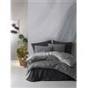 Nuit Des Rêves Bamboo Single Quilt Cover Set (135 x 200 cm), antracite e grigio, 60% cotone satinato, 40% bambù, stampa reattiva, lavabile in lavatrice, design elegante