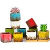 ARTKETTY Vasi per piante grasse, 5 cm, in ceramica, con vassoio di drenaggio, piccoli vasi quadrati smaltati da giardino per cactus, fiori, erbe, perfetti per davanzale o scrivania, set da 5