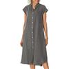 AMDOLE Maxi abito estivo da donna abito a maniche corte tinta unita per le donne abiti estivi con bottoni a maniche corte colletto rovesciato abito con tasche in cotone midi prendisole abiti camicia a righe,