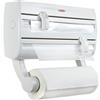 Leifheit Parat F2 ComfortLine Portarotoli per 3 Rotoli, Taglia Rotoli con Ripiano Portaspezie, Portarotolo Cucina Carta, Pellicola, Alluminio, Bianco