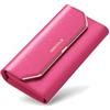 PORRASSO Portafoglio Donna Pelle Portamonete con Protezione RFID Lungo Portafoglio Grande Portafogli Rosso Rosa
