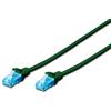 DIGITUS - Cavo patch Cat-5e, 0,5 m, schermatura UTP, anima in rame, rivestimento in PVC, colore: Verde, Cat-5e - 0,5 m, Cavo patch - U-UTP - PVC