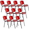 OFITURIA Silla de Oficina Sin Ruedas, Silla Confidente de Plástico con Estructura Metálica, Silla para Sala de Espera, Recepción, Reuniones, Conferencias, etc (10 Sillas, Rojo)