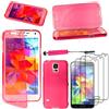 ebestStar - Cover Compatibile con Samsung S5 G900F, Galaxy S5 New G903F Neo Custodia Silicone Portafoglio Gel TPU, Protezione Anti Shock + Mini Penna +3 Pellicole plastica, Rosa