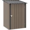 Outsunny Casetta da Giardino 0.92m² in Acciaio Zincato con Porta Battente, Capanno Porta Attrezzi con Tetto Spiovente, Porta Bloccabili, 100x103x160cm, Marrone
