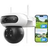 EZVIZ C90 Dual 8MP (4MP+4MP) Telecamera WiFi Esterno con Doppia Lente, Telecamera per Esterni a 360°, Visione Notturna a Colori, Rilevamento Persone/Veicoli, Audio Bidirezionale, Impermeabile
