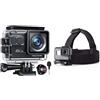 WOLFANG Action Cam GA100 4K 30FPS, 20MP WiFi PC Camera, Fotocamera per Casco & Amazon Basics Fascia da testa per fotocamera/videocamera GoPro, Nero