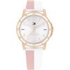 Tommy Hilfiger Orologio da Ragazza con Quadrante Argento, Cinturino in Silicone Bianco e Rosa, Cassa Oro Rosa 32mm, Movimento al Quarzo a 3 Lancette, Resistenza all'acqua di 3 ATM - 1720015