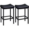 HOOBRO Set di 2 Sgabelli da Bar, Sgabelli Alti, Sedie da Bar con Poggiapiedi, Similpelle, Imbottitura Spessa 4 cm, Struttura in Metallo, Altezza 63 cm, per Cucina, Ristorante, Caffè, Nero EBB10BY01