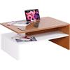 RICOO Tavolino da salotto WM080-W-ER 90 x 42 x 60 cm Tavolo soggiorno basso Design moderno rettangolare Mobile divano Legno bianco rovere marrone