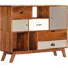 vidaXL Credenza Vintage con Cassetti Armadietto Mobile Cassettiera Dispensa Vetrina Arredo Soggiorno Armadio Arredamento Legno Massello Acacia
