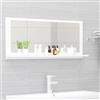 prissent Specchio da Bagno 90x10,5x37 cm in Legno Multistrato Bianco Pensili da Bagno Specchiera Bagno Mensola Bagno Legno Mobiletti Parete Specchio Muro Mensole da Muro Bagno