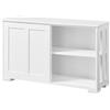 Soberine Armadietto da Cucina Mobiletto con 2 Ante Scorrevoli e Ripiano Regolabile Credenza Mobile da Cucina per Soggiorno 106,7 x 33 x 63 cm Bianco