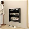 Homgoday Scarpiera da parete nera, 80 x 18 x 90 cm, in legno ingegnerizzato, organizer per scarpe, armadio per scarpe, mobile per casa e corridoio