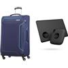 American Tourister Holiday Heat - Spinner Suitcase, 79.5 cm, 108 L, Blue (Navy) & Tile Bluetooth Item Finder Set