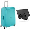 Samsonite S'Cure - Spinner L Case, 75 cm, 102 L, 4 Rolls, Blue (Aqua Blue) & Tile Bluetooth Item Finder Set